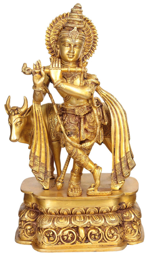 Krishna the Handsome Youth | Intricate Handmade Brass Statue | Authentic Indian Craftsmanship