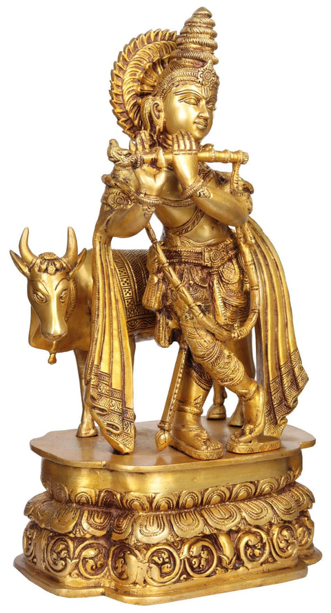 Krishna the Handsome Youth | Intricate Handmade Brass Statue | Authentic Indian Craftsmanship