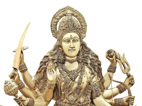 43" Large Superfine Simhavahini Goddess Durga | Brass Statue | Handmade | Made In India
