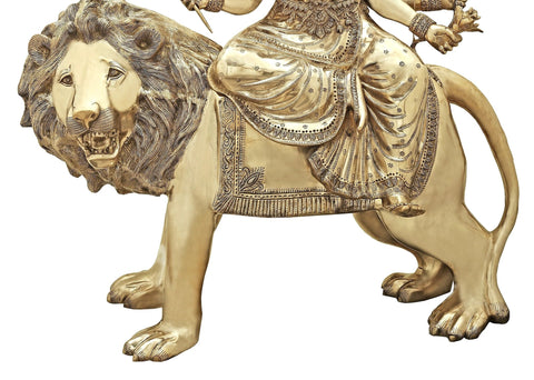 43" Large Superfine Simhavahini Goddess Durga | Brass Statue | Handmade | Made In India