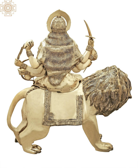 43" Large Superfine Simhavahini Goddess Durga | Brass Statue | Handmade | Made In India