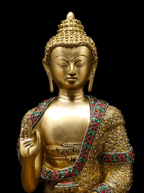 16" Lord Buddha Preaching Dharma | Handmade Brass Sculpture | Symbol of Peace and Wisdom