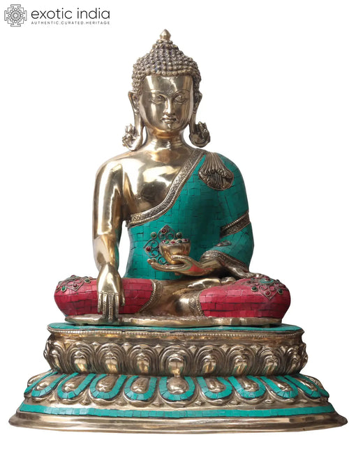 20" Bhumisparsha Buddha Brass Statue for Home Decor