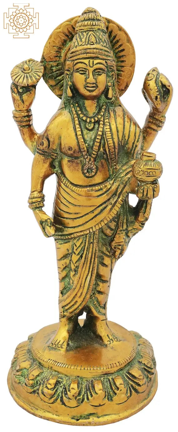 7" Dhanvantari Brass Statue - The Physician of Gods | Handmade | Made In India