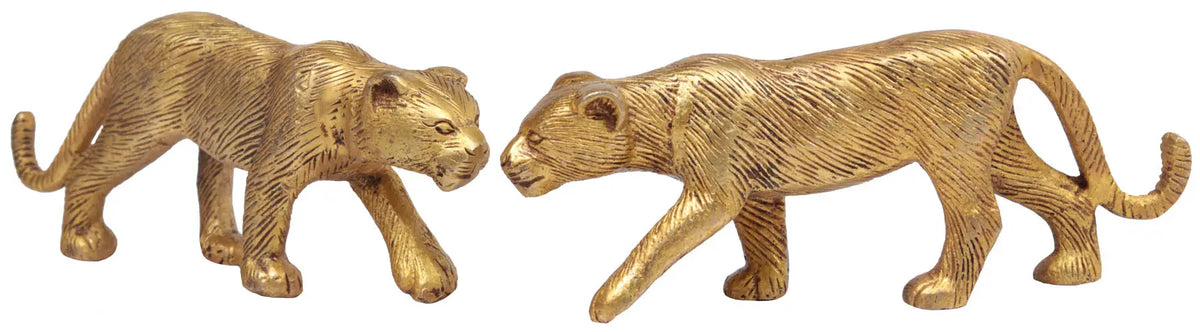 5" Jaguar Brass Statue Pair | Handmade | Made in India