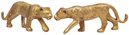 5" Jaguar Brass Statue Pair Handmade