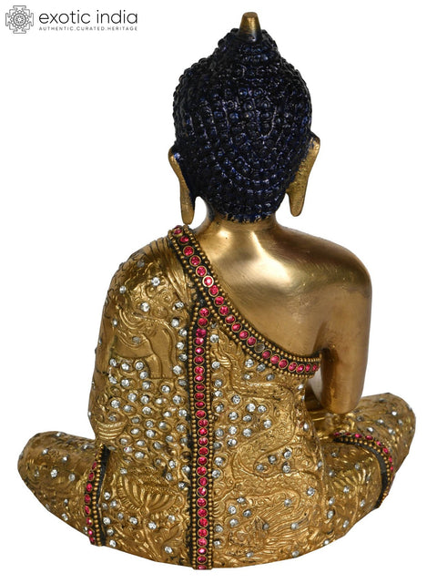 8" Lord Buddha in Earth Touching Gesture In Brass | Handmade | Made In India