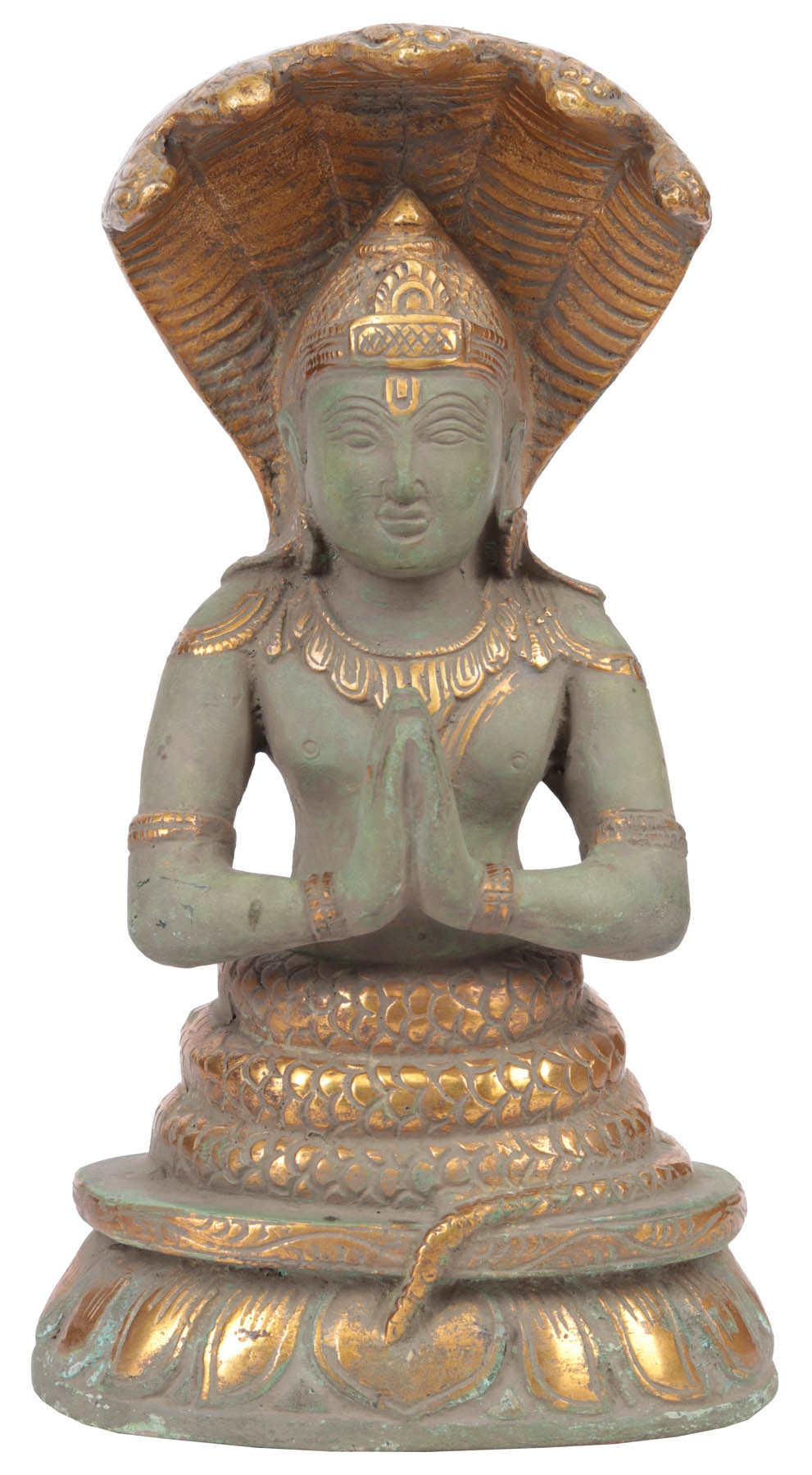 8" Patanjali Brass Idol - Sheshnag Avatar, Handmade & Authentic Indian Craft