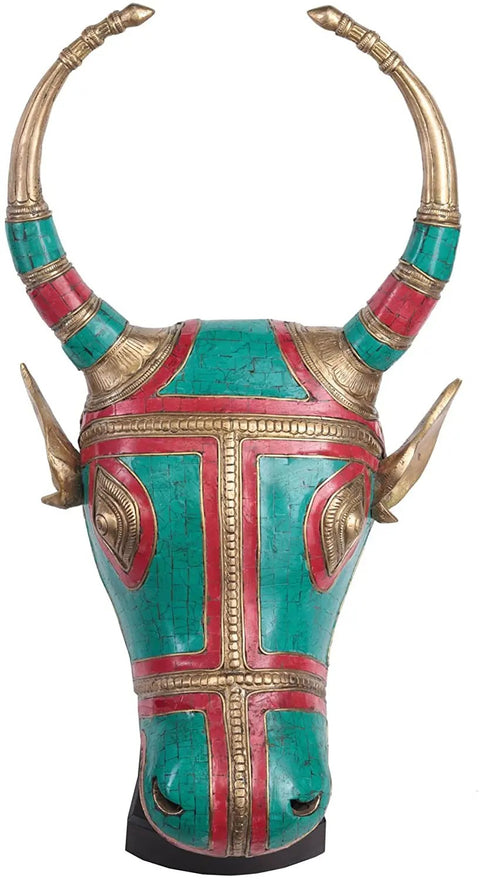 Bull Head on a Wooden Stand