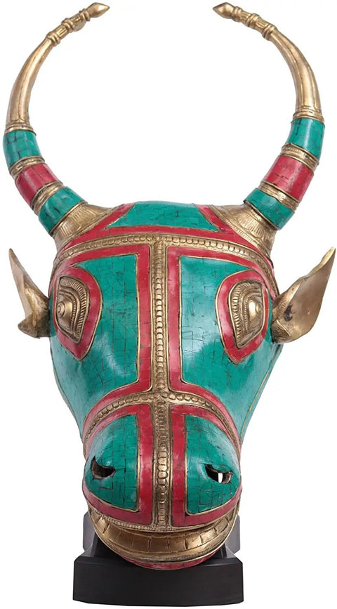 Bull Head on a Wooden Stand