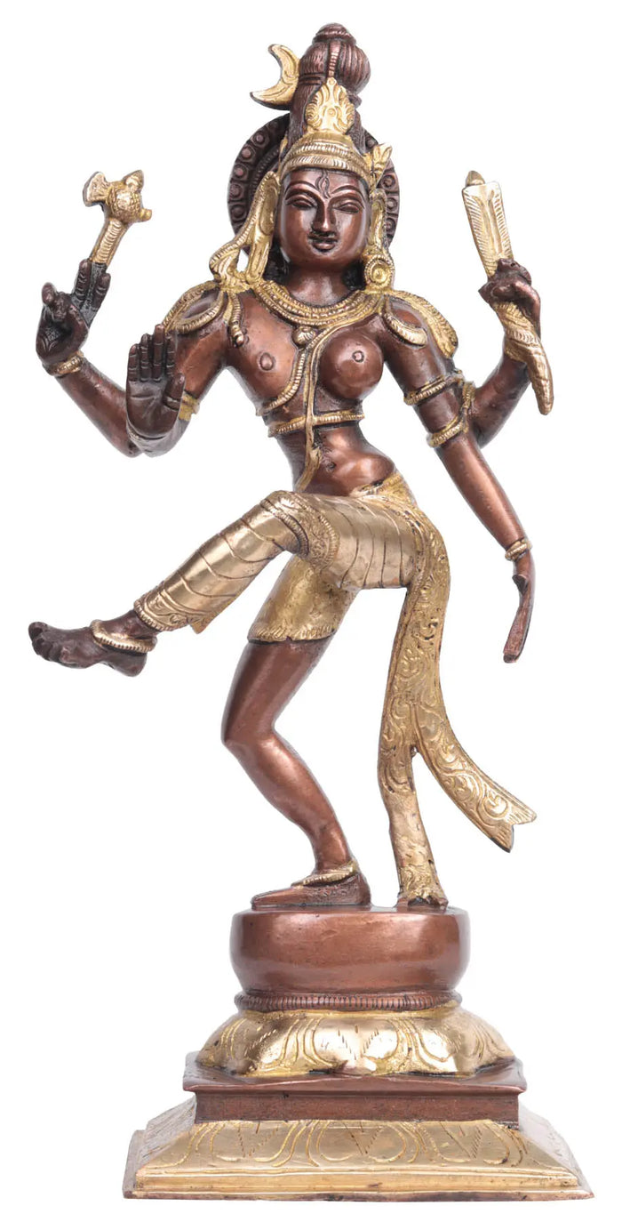 12" Dancing Ardhanarishvara Brass Statue Handcrafted Shiva Parvati