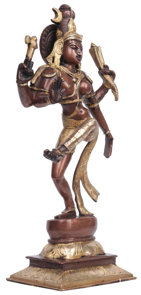 12" Dancing Ardhanarishvara Brass Statue - Handcrafted Divine Fusion of Shiva & Parvati