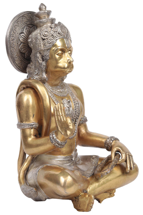 11" Hanuman in Golden and Silver Color In Brass | Handmade | Made In India