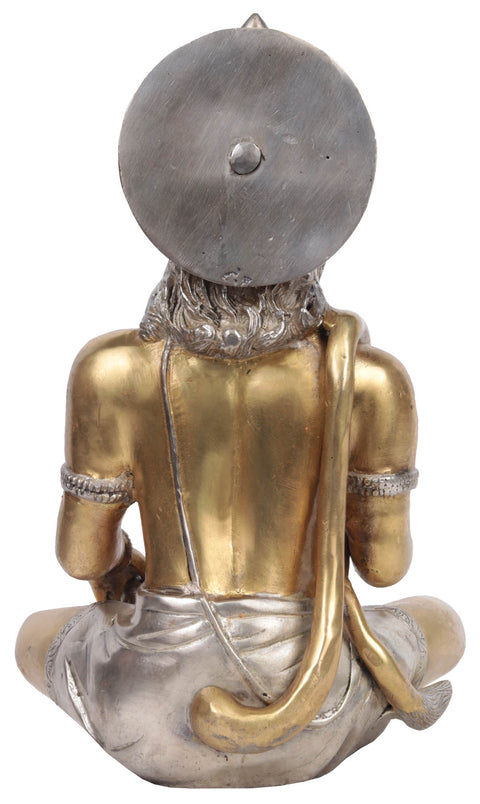 11" Hanuman in Golden and Silver Color In Brass | Handmade | Made In India