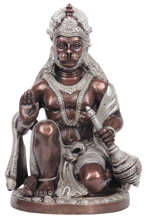 9" Blessing Lord Hanuman Brass Statue - Handmade, Divine Craft for Spiritual Blessings