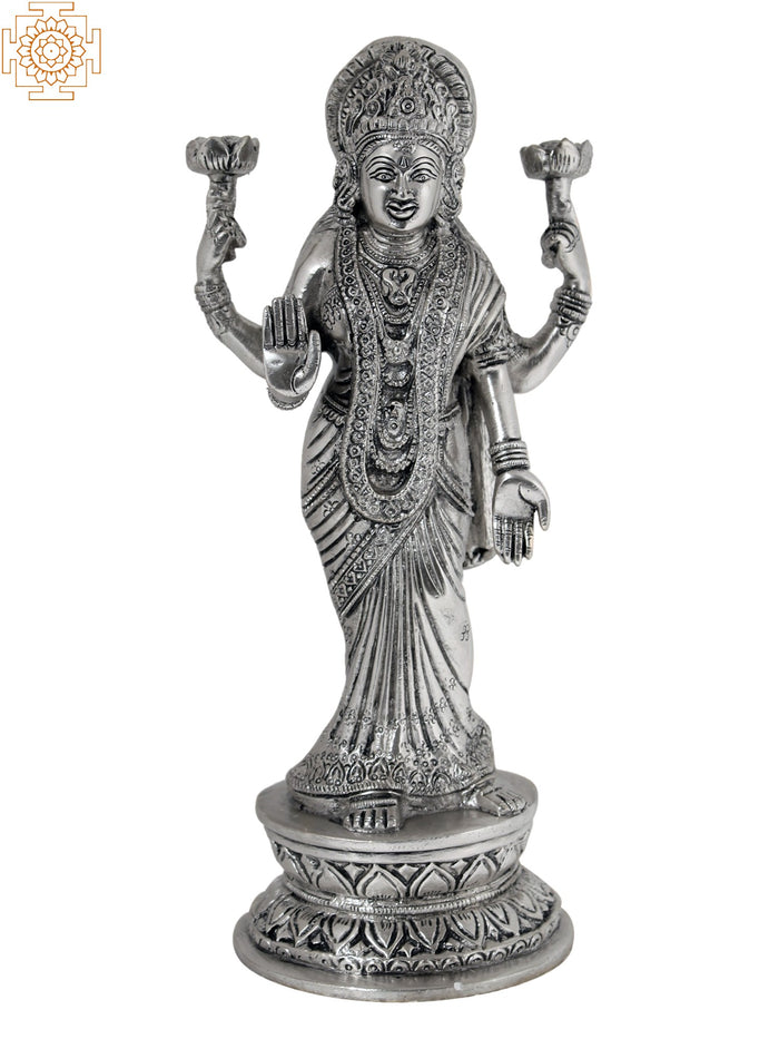 Brass Goddess Lakshmi Statue in Contemporary Saree - Handmade, Traditional Indian Craft