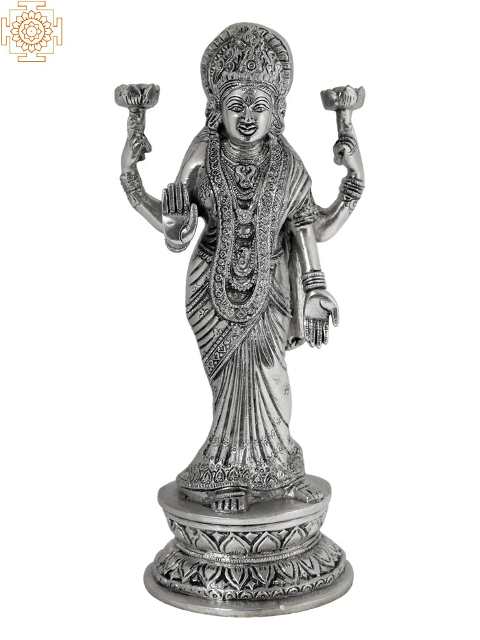 Brass Goddess Lakshmi Statue in Contemporary Saree - Handmade, Traditional Indian Craft