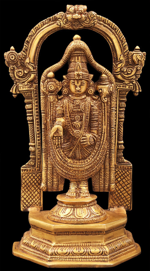 11" Handmade Brass Lord Venkateshwara Idol for Pooja