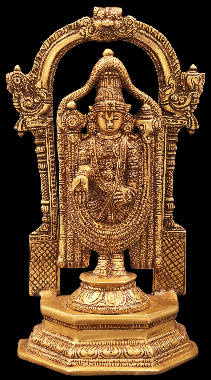 11" Handmade Brass Lord Venkateshwara Idol for Pooja
