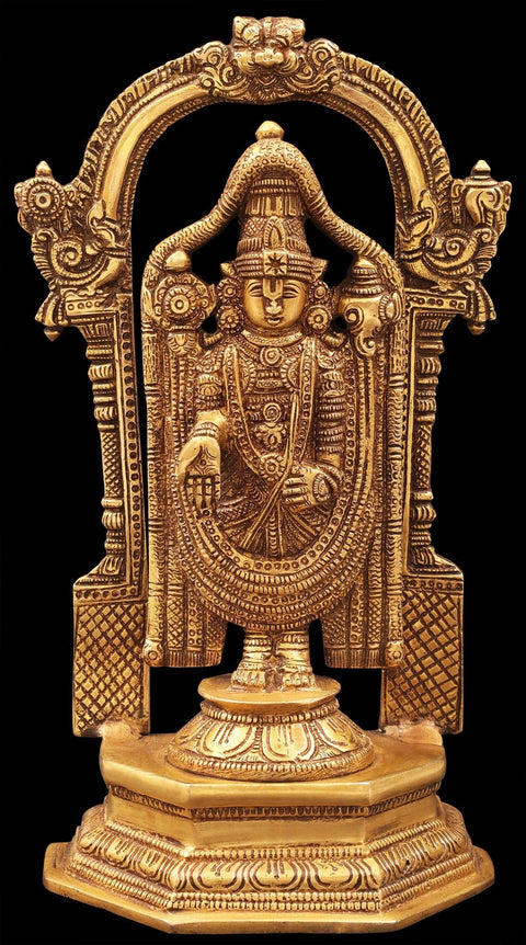 11" Brass Lord Venkateshwara Idol | Handmade Tirupati Balaji Statue | Made in India