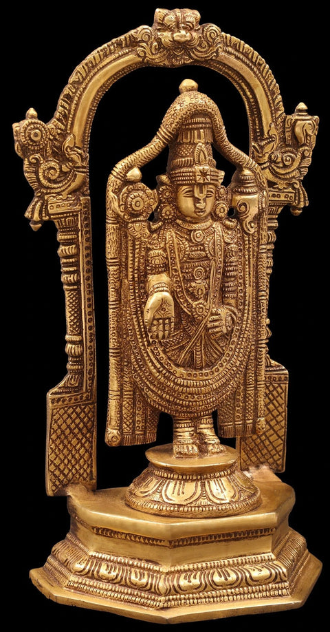 11" Brass Lord Venkateshwara Idol | Handmade Tirupati Balaji Statue | Made in India