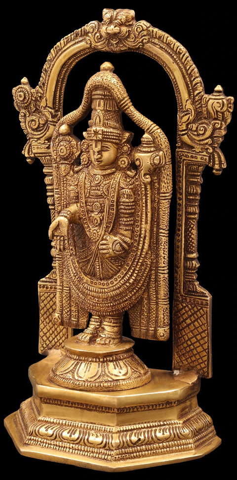 11" Brass Lord Venkateshwara Idol | Handmade Tirupati Balaji Statue | Made in India