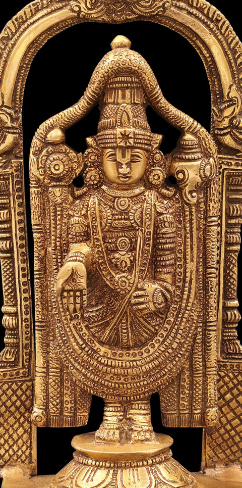11" Brass Lord Venkateshwara Idol | Handmade Tirupati Balaji Statue | Made in India