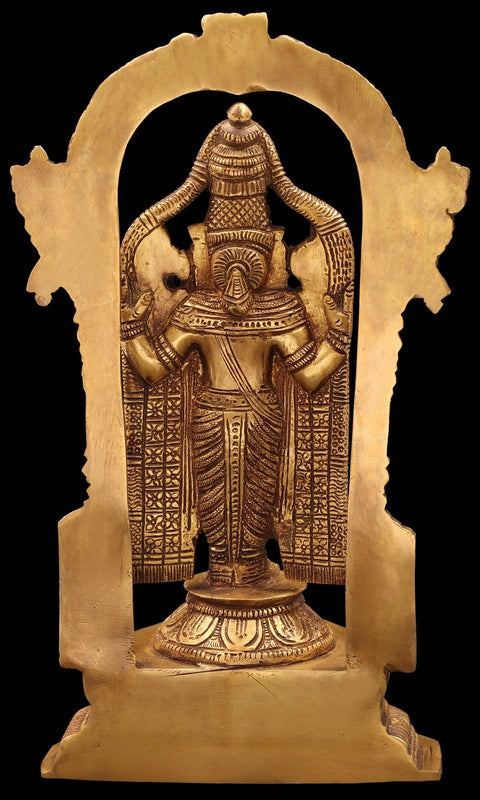 11" Brass Lord Venkateshwara Idol | Handmade Tirupati Balaji Statue | Made in India