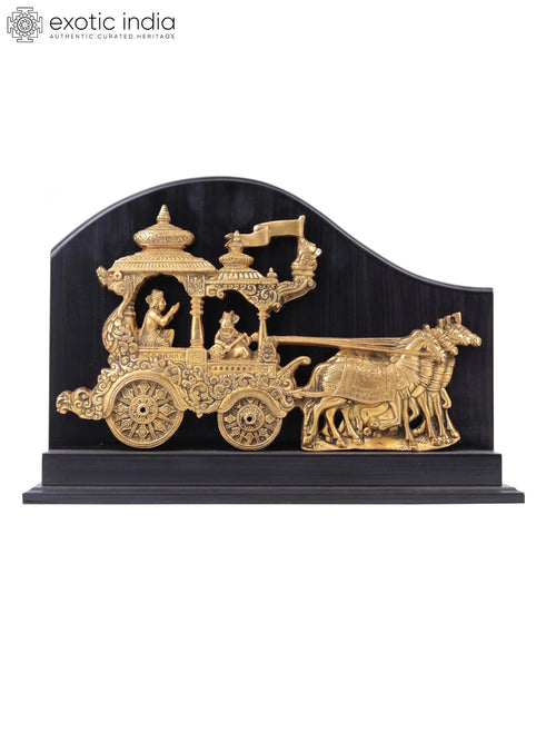 Krishna Arjuna Chariot Rath Brass Statue for Pooja