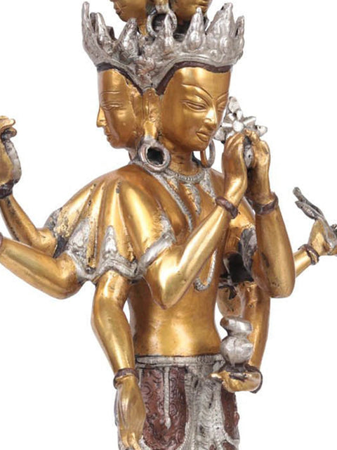 23" Tibetan Buddhist Deity Eleven Headed Thousand Armed Avalokiteshvara Brass Statue