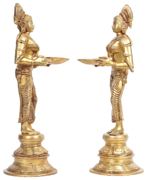 14" Pair of Deepalakshmi In Brass | Handmade | Made In India