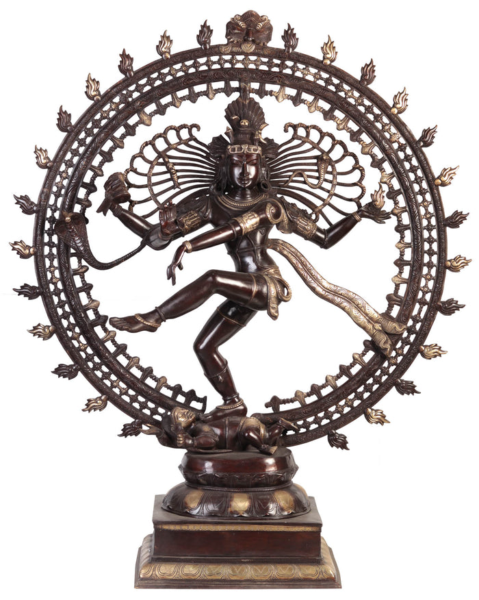 46" Large Nataraja Brass Statue - Handmade, Authentic Indian Craft for Divine Dance of Shiva