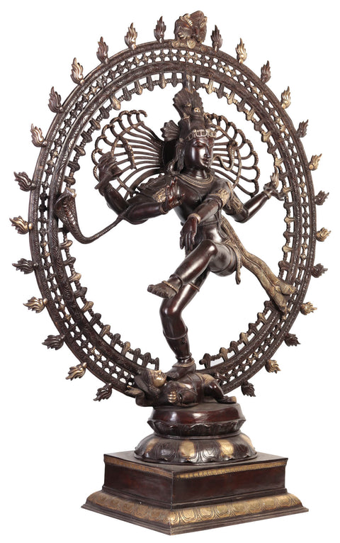 46" Large Nataraja Brass Statue - Handmade, Authentic Indian Craft for Divine Dance of Shiva