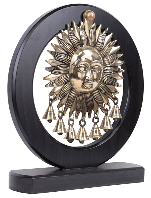 Brass Surya Statue with Bells for Vastu Home Decor
