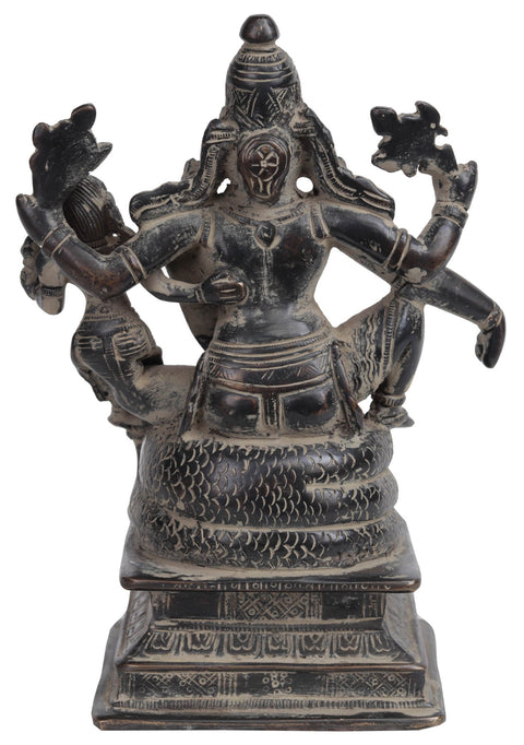6" Lord Vishnu with Goddess Lakshmi Sculpture in Brass | Handmade | Made in India