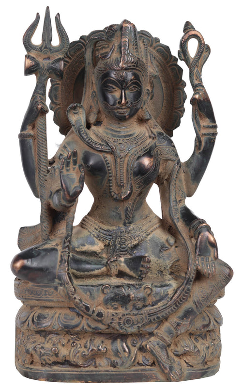 9" Ardhanarishvara Brass Statue Handmade Hindu Deity Idol