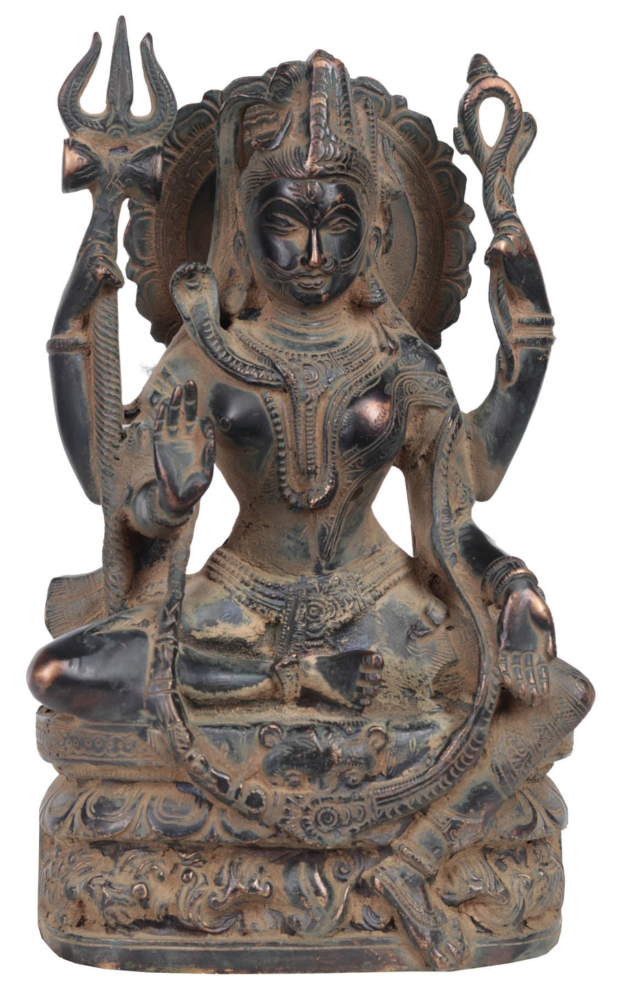 9" Ardhanarishvara Brass Statue Handmade Hindu Deity Idol