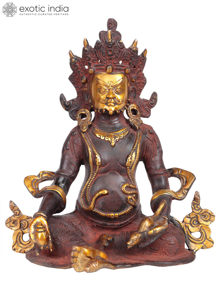 10" Handmade Kubera Brass Statue for Prosperity