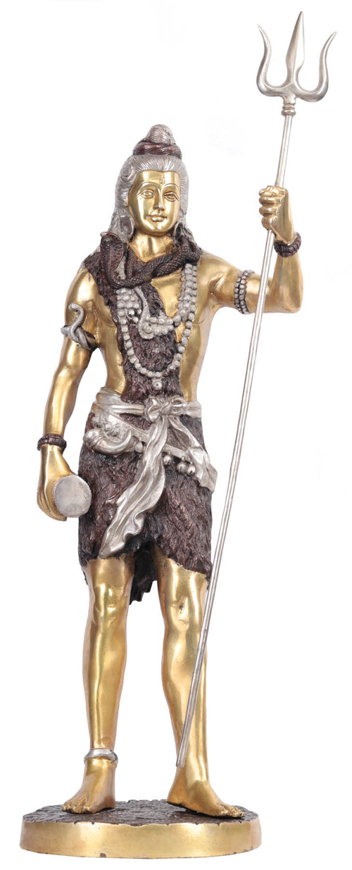 23" Standing Lord Shiva Holding Trident Handmade Brass Statue