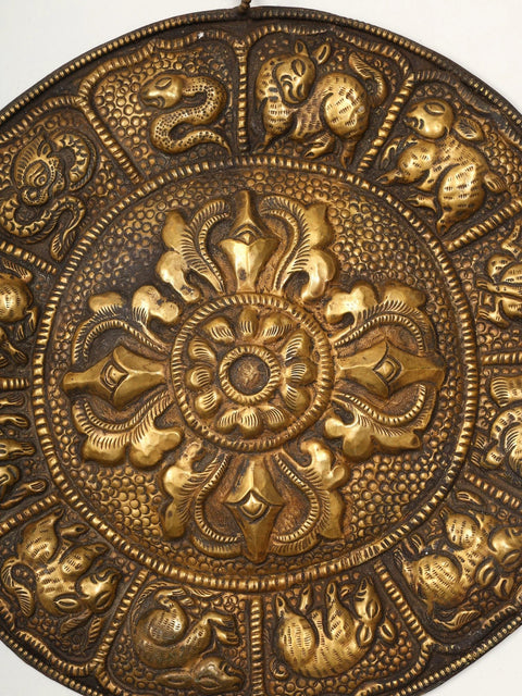 8" Tibetan Buddhist Vishwa-Vajra Wall Hanging (Made in Nepal) In Brass | Handmade | Made In India