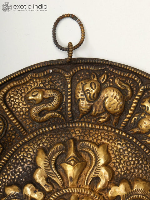 8" Tibetan Buddhist Vishwa-Vajra Wall Hanging (Made in Nepal) In Brass | Handmade | Made In India