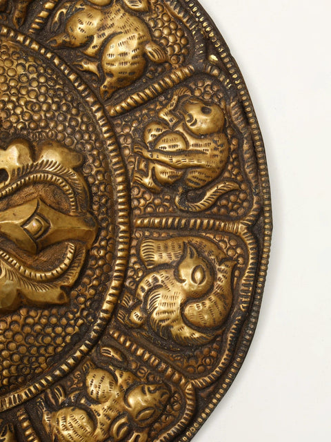 8" Tibetan Buddhist Vishwa-Vajra Wall Hanging (Made in Nepal) In Brass | Handmade | Made In India