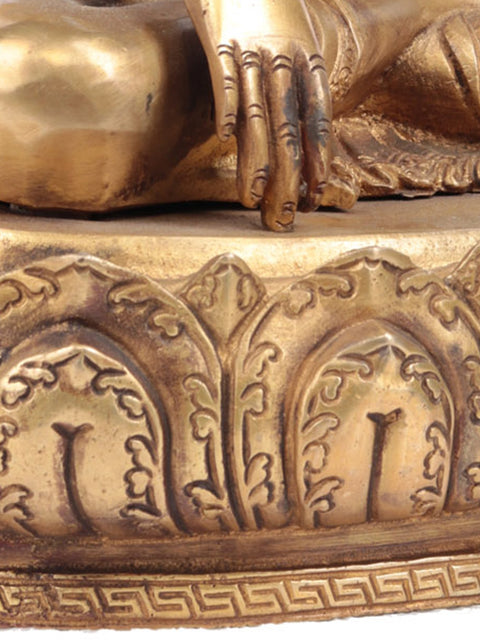 14" Tibetan Buddhist Lord Buddha in Bhumisparsha Mudra In Brass | Handmade | Made In India