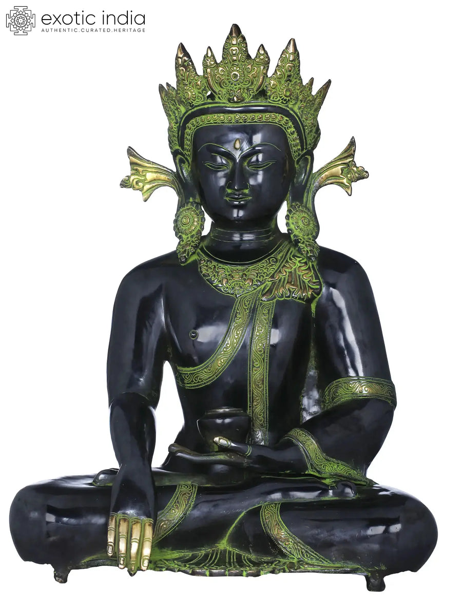 21" Crown Buddha Tibetan Brass Statue Handmade