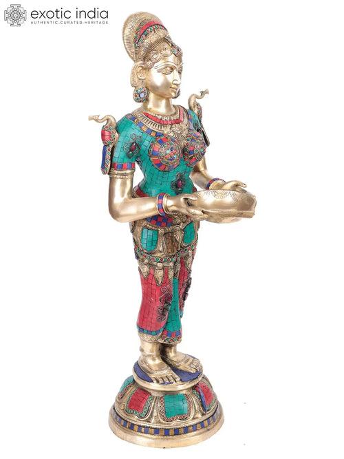 30" Large Deepalakshmi Brass Statue Handmade