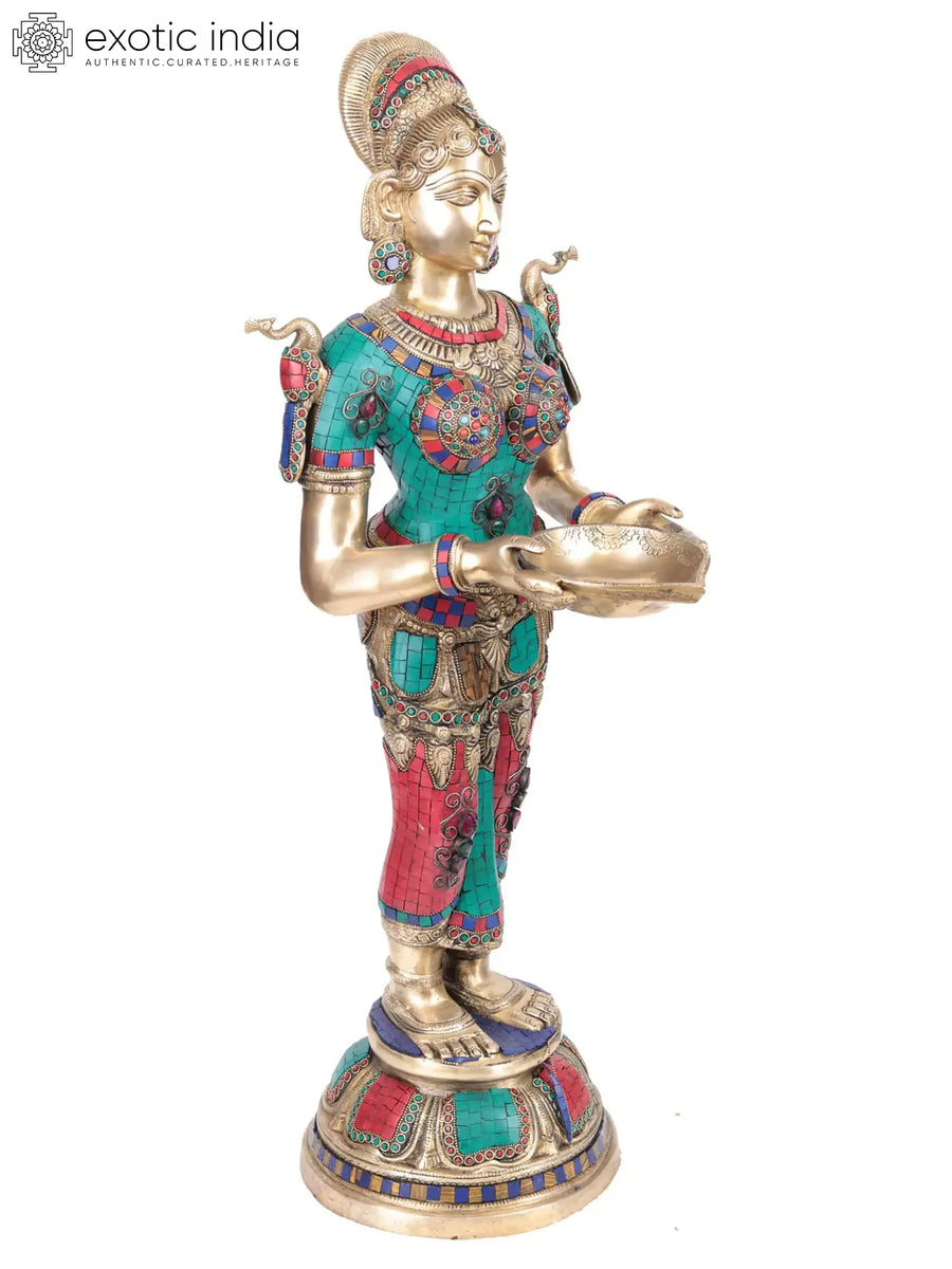 30" Large Deepalakshmi Brass Statue Handmade