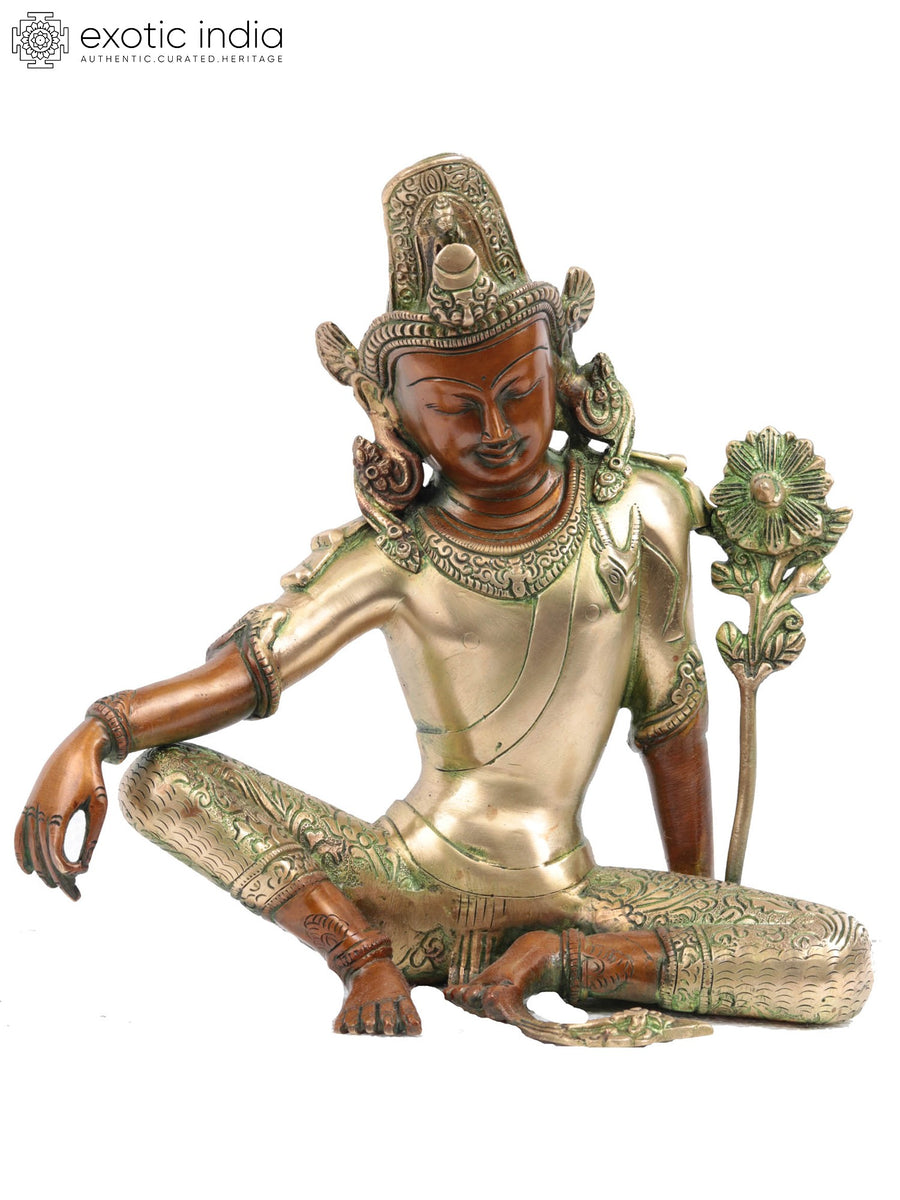10" Avalokiteshvara Brass Statue Handmade Buddhist Idol