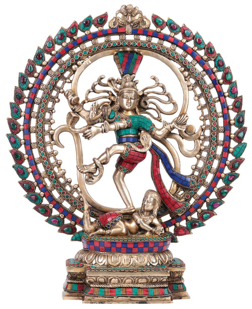 19" Handmade Nataraja Brass Statue - Lord Shiva Dancing Idol