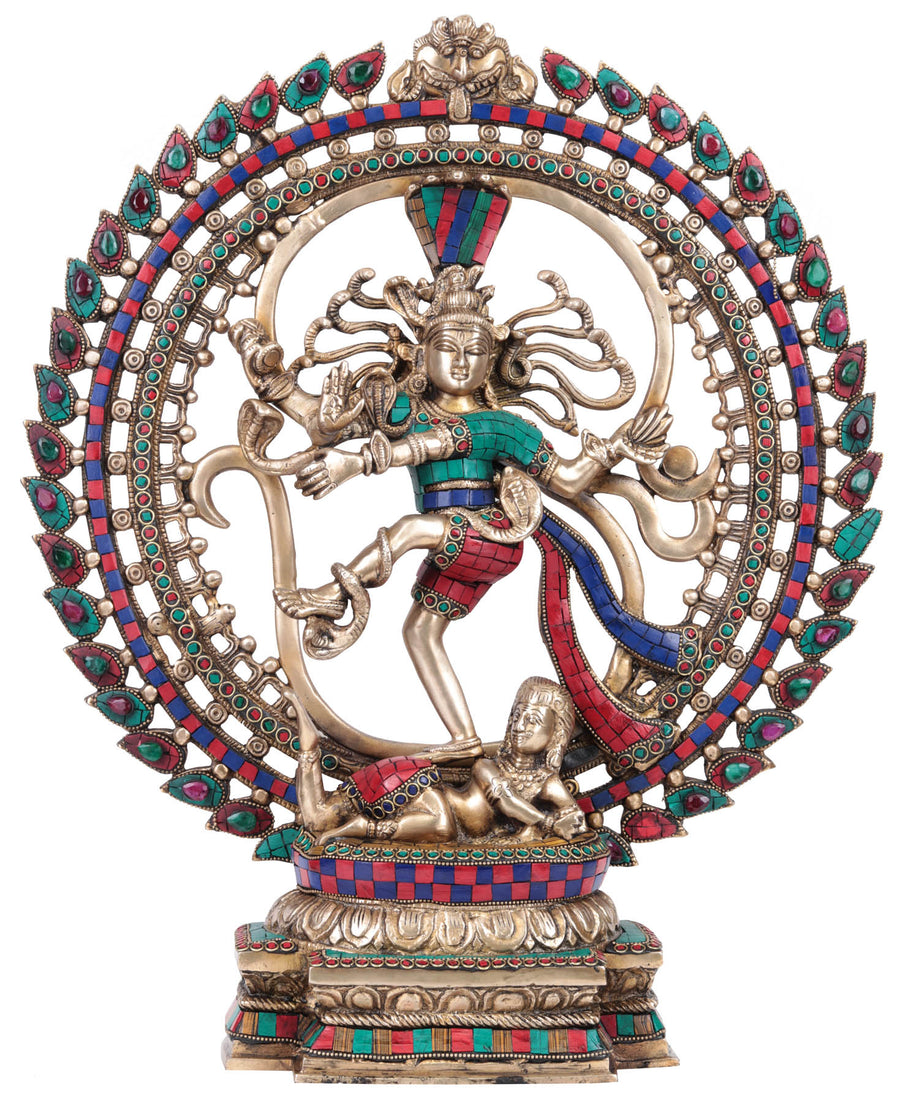 19" Handmade Nataraja Brass Statue - Lord Shiva Dancing Idol