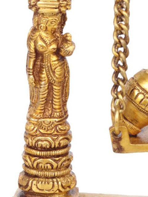 11" Butter Krishna Idol on a Swing | Handmade Brass Statue | Made in India